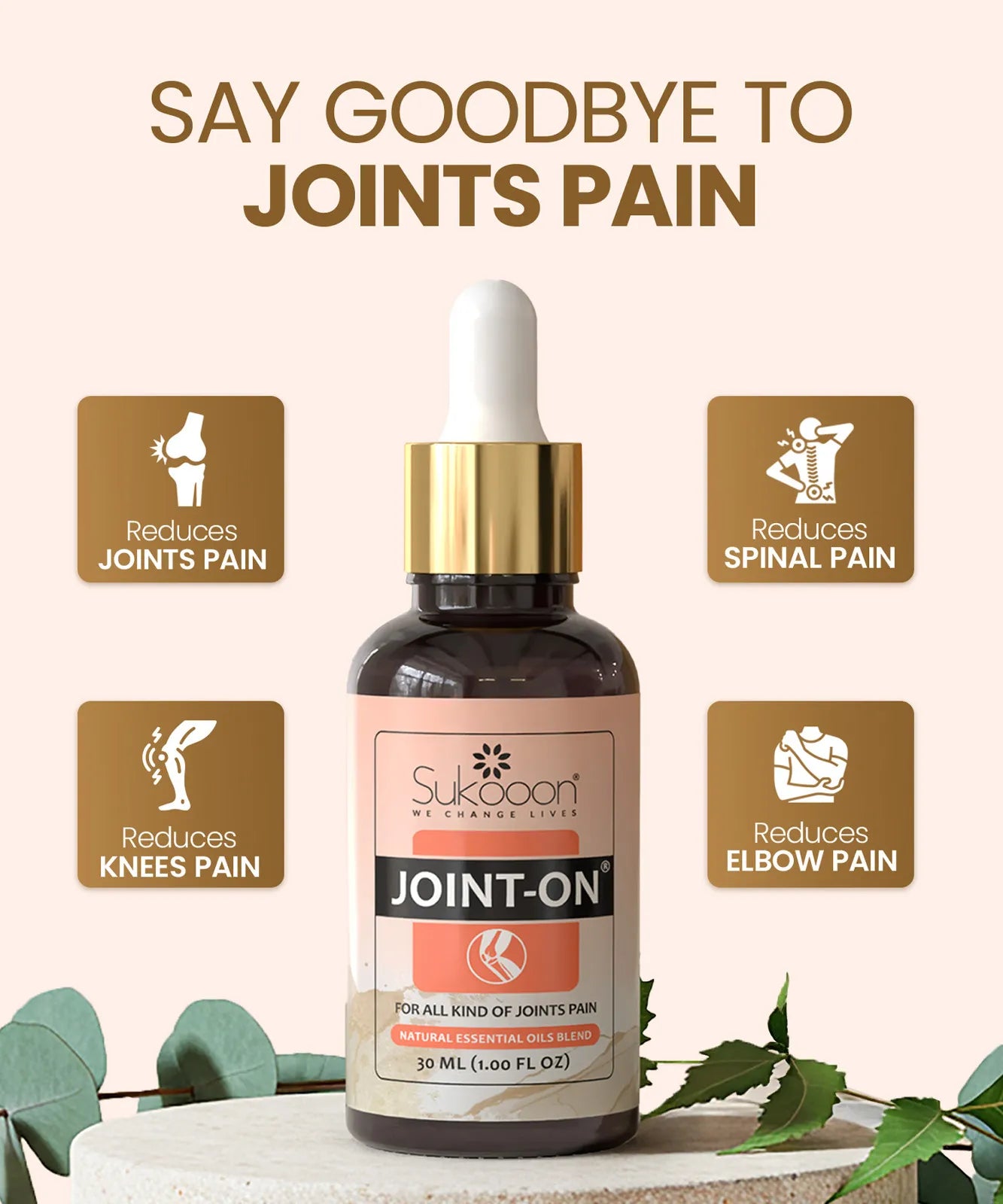 Natural Pain Relief Oil for Joints, Back, Knee, Arthritis, Strains & Sprains – 30ML
