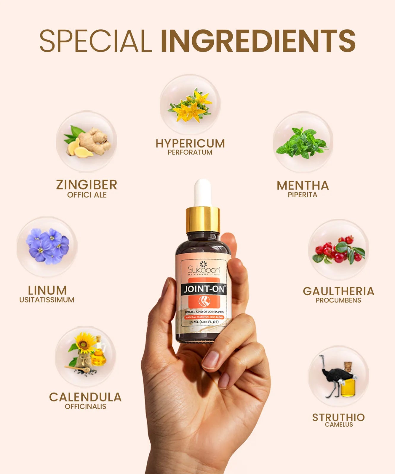 Natural Pain Relief Oil for Joints, Back, Knee, Arthritis, Strains & Sprains – 30ML
